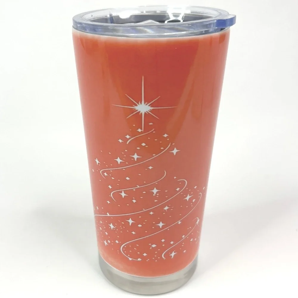 Merry Christmas Red Stainless Steel Insulated Tumbler Travel‎ Mug with Lid 7in